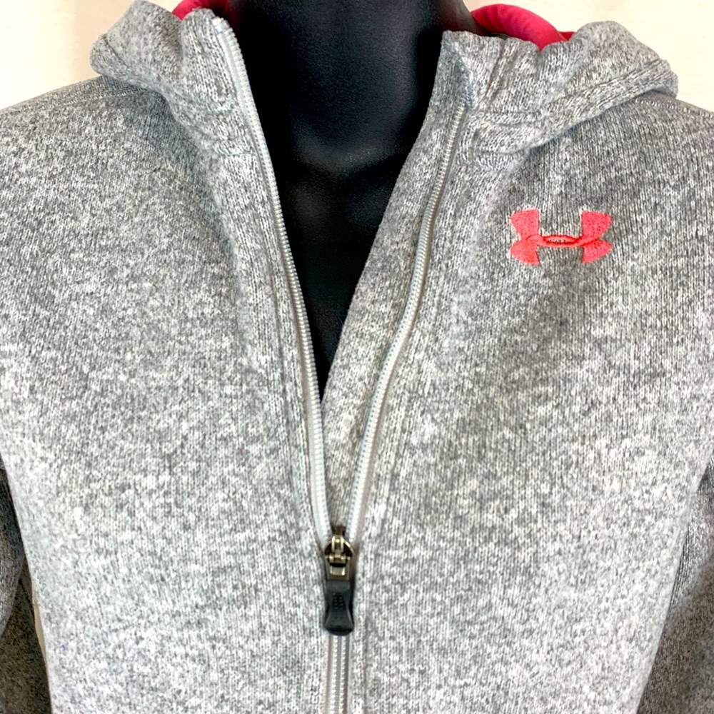 Under armour gray marled knitted sweatshirt sweater hoodie, size small.
